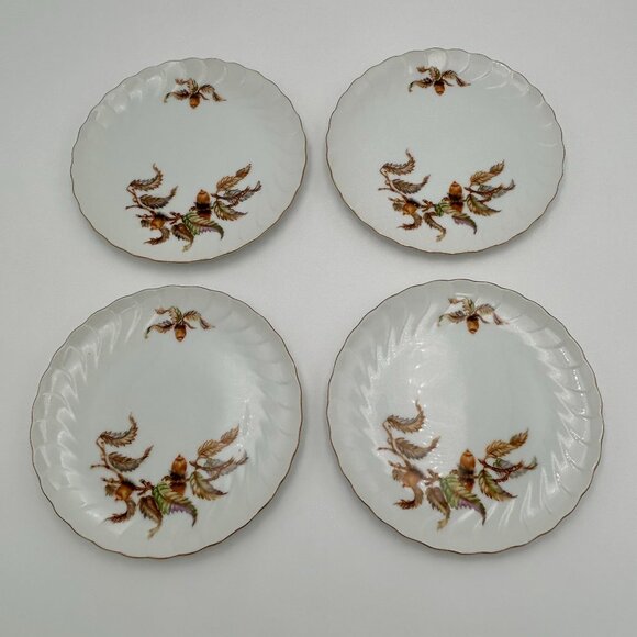 Set of 4 Hutschenreuther Selb Bavarian Porcelain Dessert Pie Plates Gold Rim - Picture 11 of 12